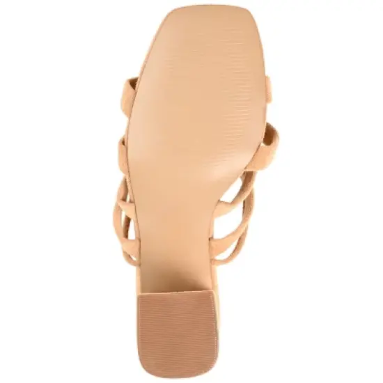 Journee Collection Womens Sevyn Open Square Toe Block Heel Sandals Tan 7.5 image {4}