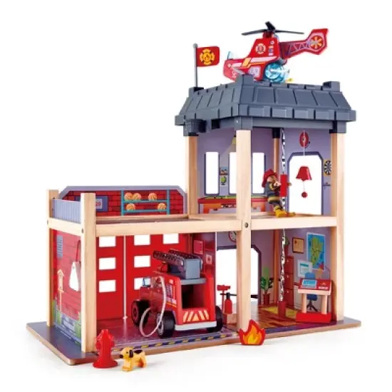 HAPE Tri-level Wooden Fire Station image {1}