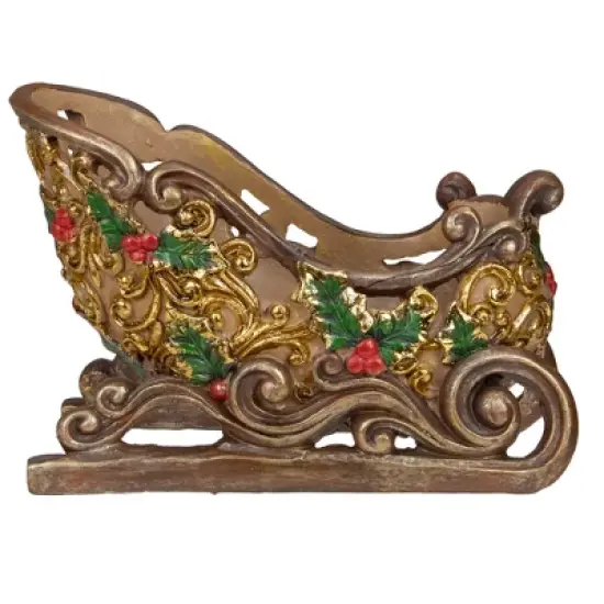 Northlight 8.75" Brown and Gold Sleigh Tabletop Christmas Decoration image {2}