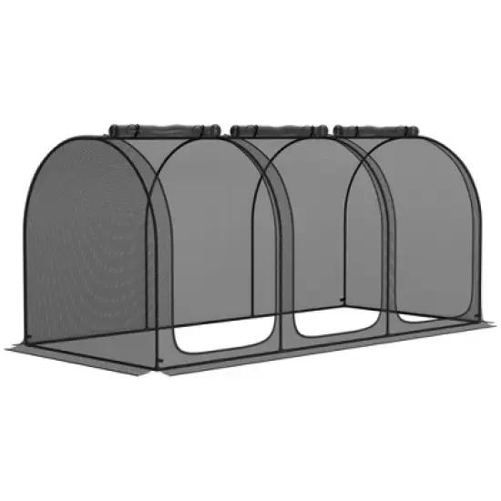Outsunny Crop Cage with Two Zippered Doors, Storage Bag and Ground Stakes, Plant Protection Tent image {6}