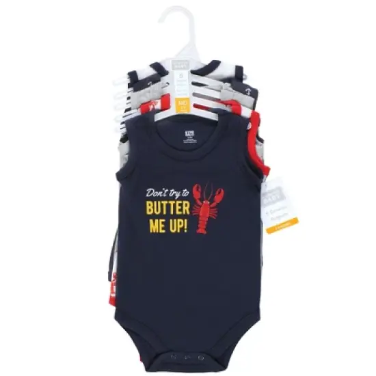 Hudson Baby Infant Boy Cotton Sleeveless Bodysuits, Butter Me Up Lobster image {1}