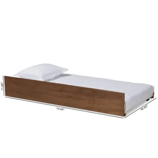 Twin Midori Wood Trundle Bed Walnut - Baxton Studio image {5}