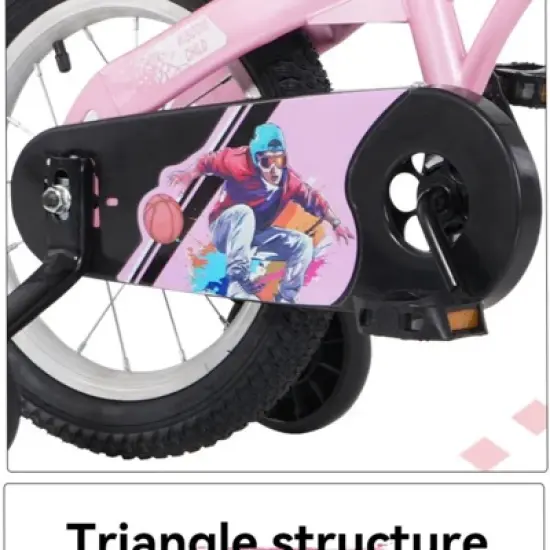 INFURNIC Bicycles 16 Inch Kids Bike with Training Wheels and Adjustable Saddle for Boys and Girls, Pink, 43.3"*20.3"*28.9" image {2}