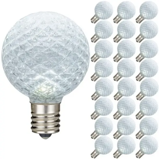 Novelty Lights 25 Pack Plastic Diamond Faceted G40 Globe LED String Light Replacement Bulbs E12 Base image {10}