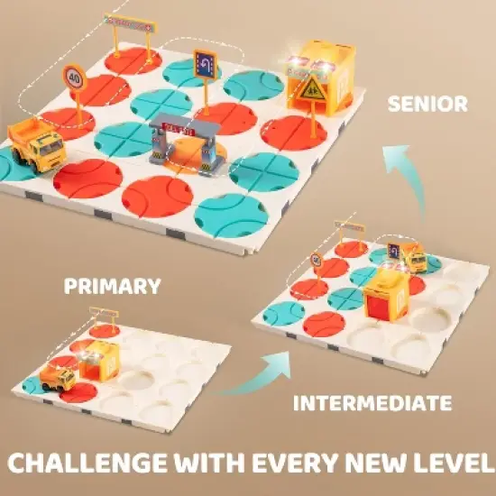 Joyfy Montesorri Construction Puzzle Toy for Kids, STEM Board Game, Logic Road Builder Logic Puzzle, Birthday Party Gift for Boys & Girls Ages 3-5 4-8 image {2}