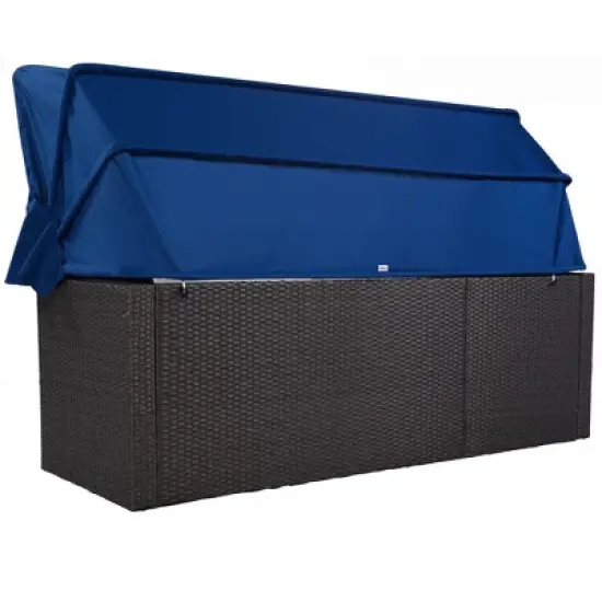 YOOCOZZ Outdoor Wicker Rattan 5-Level Reclining Daybed & Sunbed with Removable Canopy, Lifting Table and Ottomans image {6}