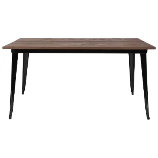 Merrick Lane Rectangular Steel Frame Square Table With Wood Top image {7}