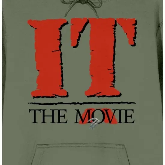 It 1990 Movie Classic Logo Long Sleeve Olive Men's Hooded Sweatshirt image {1}