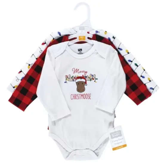 Hudson Baby Unisex Baby Cotton Long-Sleeve Bodysuits, Christmoose image {1}