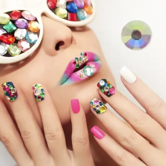 Unique Bargains Flat Bottom Style Rhinestone Nail Supplies 2PCS image {1}