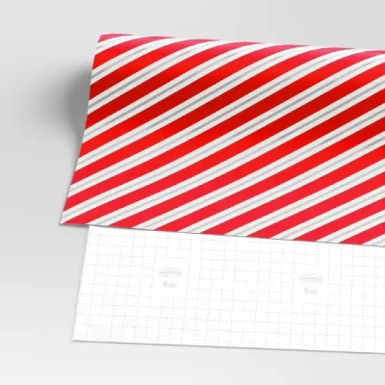 30&rdquo; 90 sq ft Christmas Roll Wrap Red/White/Silver Diagonal Stripes - Wondershop&trade; image {2}