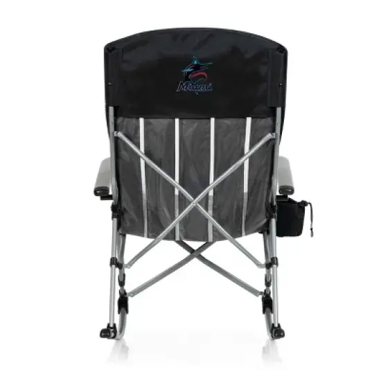 MLB Miami Marlins Outdoor Rocking Camp Chair - Black image {1}