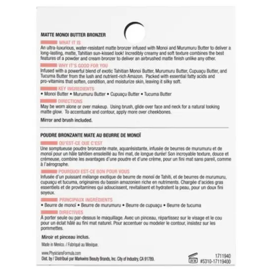 Physicians Formula Matte Monoi Butter Bronzer - Matte - 0.38oz image {4}