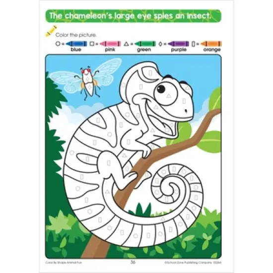School Zone Color by Shape Animal Fun Workbook - (Paperback) image {5}