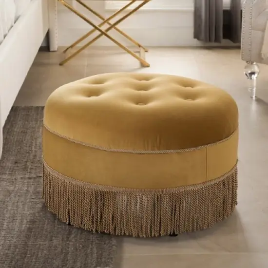 Jennifer Taylor Home Yolanda 24" Upholstered Round Accent Ottoman image {2}