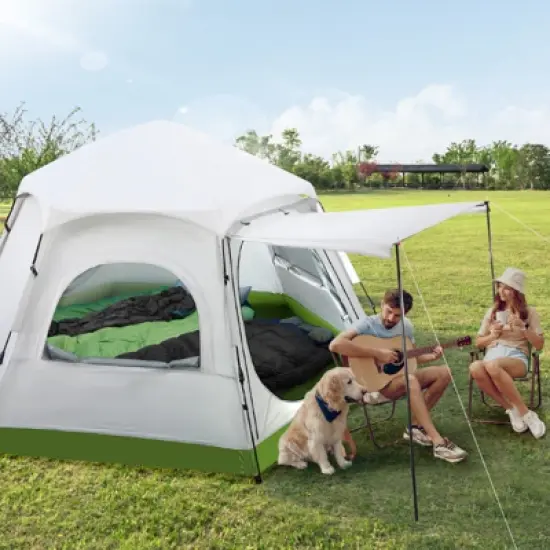 SUGIFT 4 Person Camping Tent with Screened Mesh Windows Double Layer Design and Carry Bag for Easy Setup Outdoor Hiking Travel image {6}