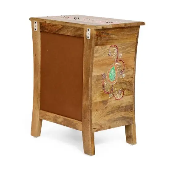 Fullen Handcrafted Boho 2 Drawer Mango Wood Nightstand Natural - Christopher Knight Home image {3}