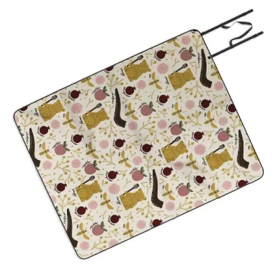 Marni Honey Bear Bee Shofar Pomegranate Apple Picnic Blanket - Deny Designs image {3}