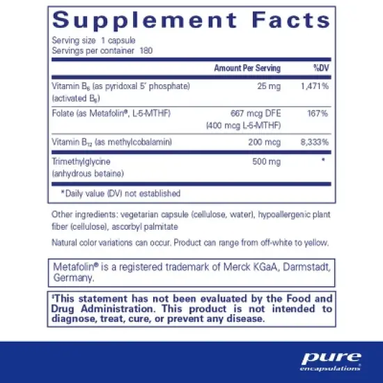 Pure Encapsulations Homocysteine Factors - Supplement to Support Normal Homocysteine Levels and Cardiovascular Health* image {1}