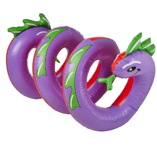 Swim Central Inflatable Purple and Green Two Headed Curly Serpent Swimming Pool Float Toy, 96-Inch image {2}