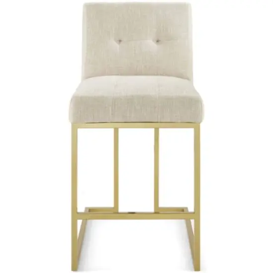 Privy Stainless Steel Upholstered Fabric Counter Height Barstool Gold - Modway image {9}