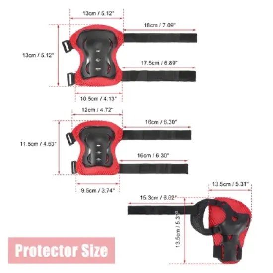 Unique Bargains Skating Bike Skateboard Sports Protective Palm Wrist Elbow Knee Support Brace Set Protective Pads Red Black 5.9" x 4.3" image {1}