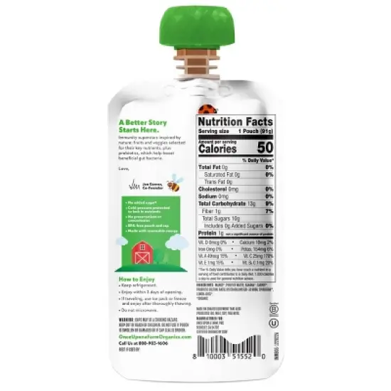 Once Upon a Farm Organic Immunity Blend Mango Banana Spirulina Kids' Snack - 3.2oz image {1}