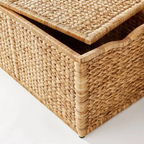 Natural Woven Storage Bench - Threshold&trade; designed with Studio McGee: Metal Frame, Fish Scale Pattern, No Assembly Required image {3}