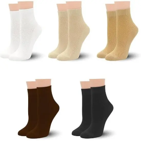 SERISIMPLE Women Thin Viscose Bamboo Above Ankle Sock Breathable Lightweight Classic Crew Casual 5 Pairs image {11}
