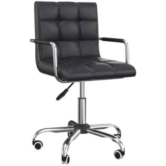 HOMCOM Modern Computer Desk Office Chair with Upholstered PU Leather, Adjustable Heights, Swivel 360 Wheels image {8}