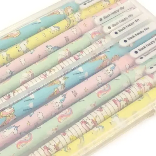 Wrapables Unicorn Flamingo Gel Ink Pens, 0.5mm Fine Point (Set of 10) for School, Office, Stationery, Unicorn Black Ink image {3}