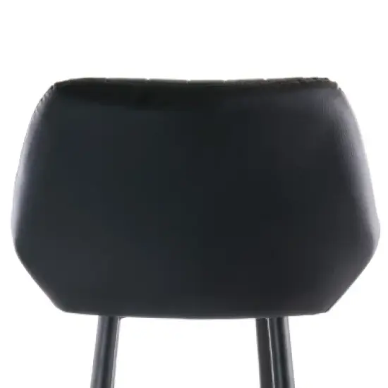 Elama Faux Leather Bar Chair in Black with Metal Legs image {4}