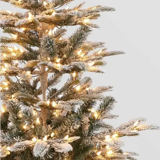 7.5ft Pre-lit Artificial Christmas Tree Flocked Full Alaskan Fir image {2}