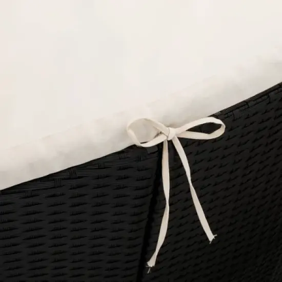 6pc Wicker Round Outdoor Sectional Set with Cushions - Black/Beige - GODEER image {10}