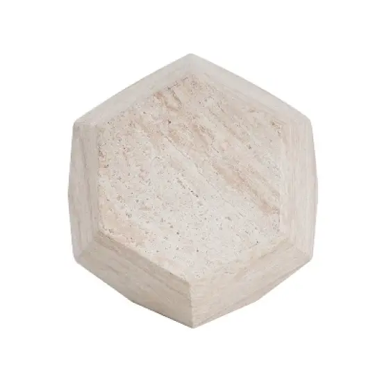 Christopher Knight Home Gerda Outdoor Hexagonal Shape Travertine Lightweight Concrete Side Table image {4}