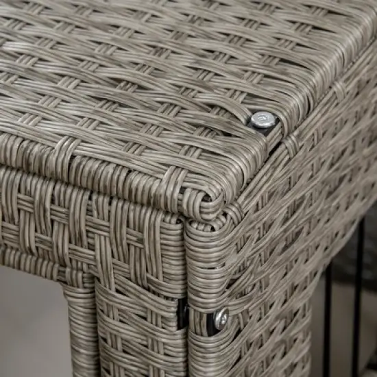 PawHut Rattan Dog Crate Dog Kennel Furniture with Lockable Door and Soft Washable Cushion for Small Sized Dogs, Gray image {4}