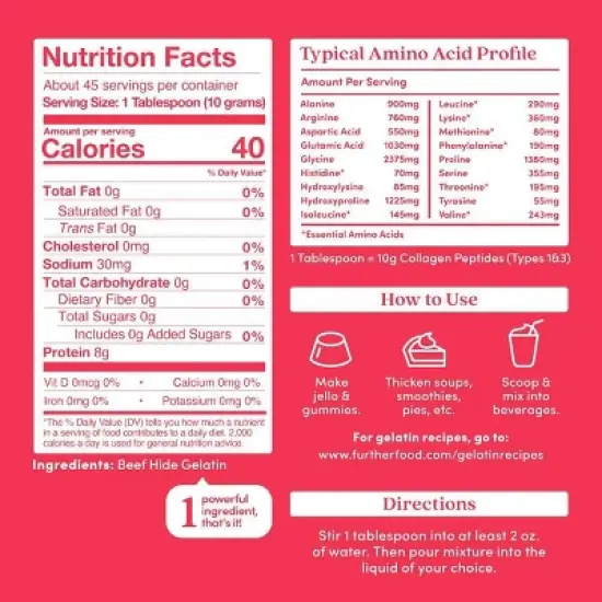 Further Food Gelatin Supplement Powder - Unflavored - 15.87oz image {1}