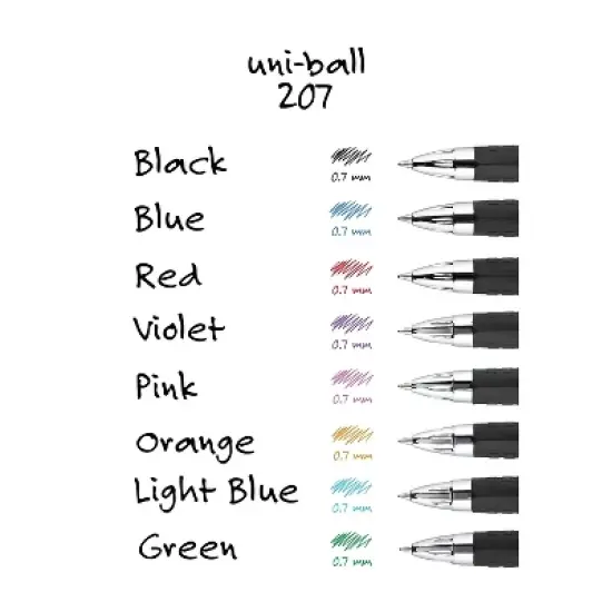 uni-ball uniball 207 Retractable Gel Pens Medium Point 0.7mm Purple Ink Dozen (70221) image {6}