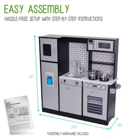 Lil Jumbl Play Kitchen Set for Kids, Toddler Kitchen Playset, Charcoal image {2}