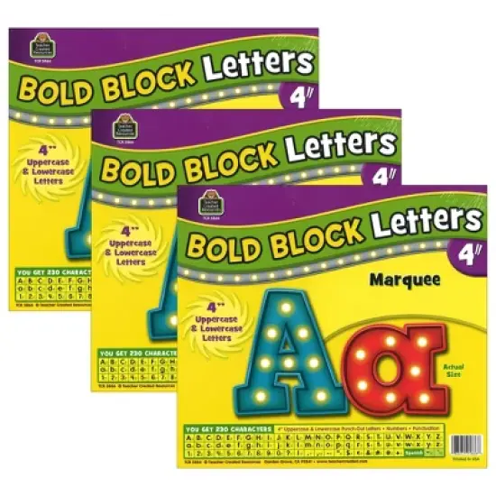 Teacher Created Resources&reg; Marquee Bold Block 4" Letters Combo Pack, 230 Pieces Per Pack, 3 Packs image {2}