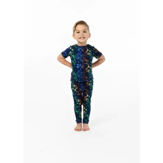 Sleep On It Boys Neon Splatter Super Soft Snug Fit 2-Piece Pajama Sleep Set image {1}
