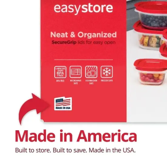Rubbermaid 18pc Large Easy Store Rectangle Food Storage Container Set Red image {2}