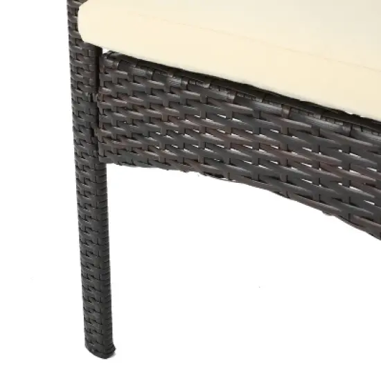 Christopher Knight Home Chilton Outdoor Acacia Wood and Wicker 5 Piece Dining Set with Cushion image {10}