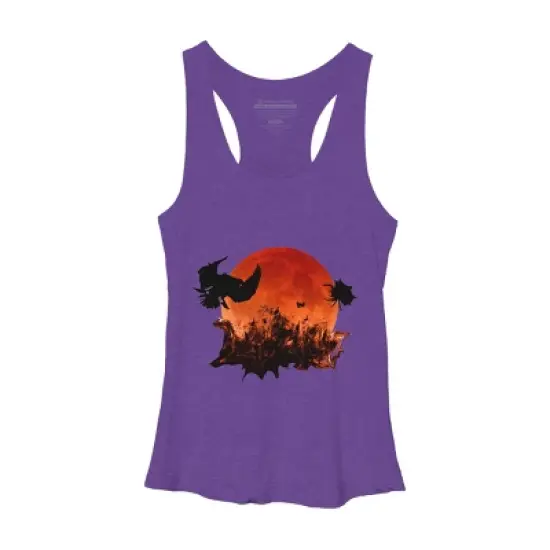 Women's Design By Humans Spooky Halloween Blood Moon Eclipse Ghostly Birds By KateLCardsNMore Racerback Tank Top image {8}