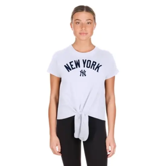 MLB New York Yankees Women's White Front Knot T-Shirt image {4}