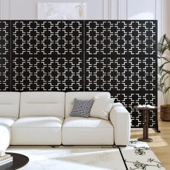 PexFix 72 in. x 47 in. Outdoor Metal Privacy Screen in Square Pattern in Black image {4}