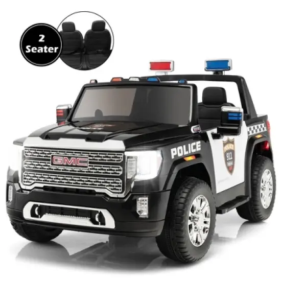 Costway 12V Licensed GMC Kids Ride On Police Car 2-Seater Truck w/Remote Control & Music image {10}