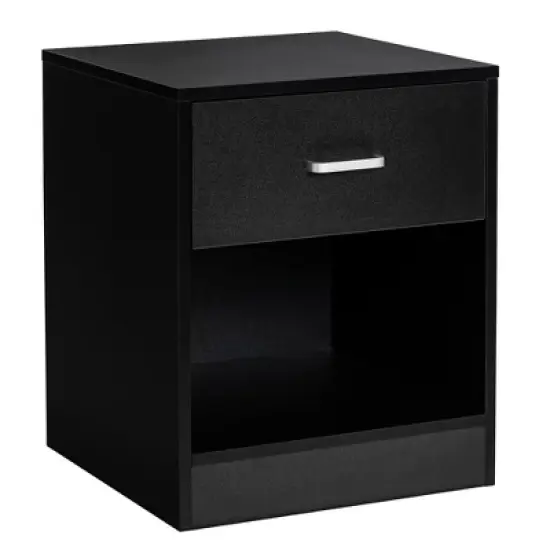 Costway Nightstand with Drawer Storage Cabinet Modern Beside End Table Black\Brown image {10}