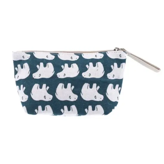 Unique Bargains Women's Polar Bears Small Cosmetic Bag Blue White 1 Pc image {3}
