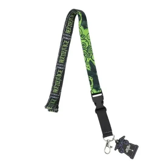 Beetlejuice Green Logo 22-inch Lanyard with Clear ID Sleeve and Rubber Charm image {4}
